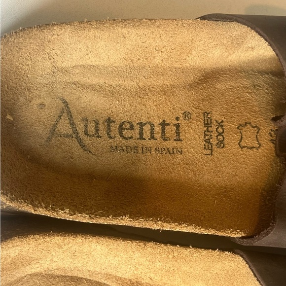 Autenti Brown Leather Double Buckle Sandals Cork Soles Size 10 - Picture 7 of 16